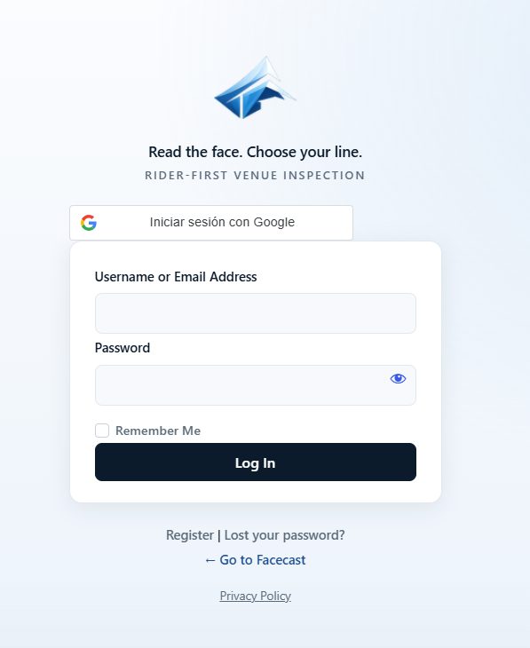 Login screen / the "log in to use Facecast" message.