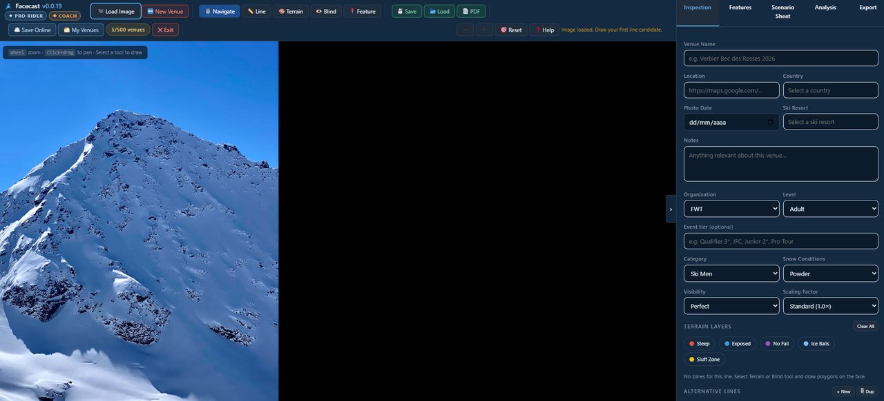 Editor with a face photo loaded; Navigate tool active.